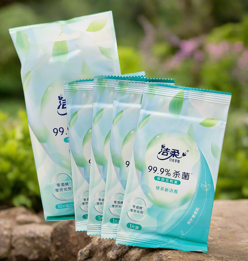 C&S Green Tea Sterilization Wet Wipes - 10 bags, 1 sheet/bag