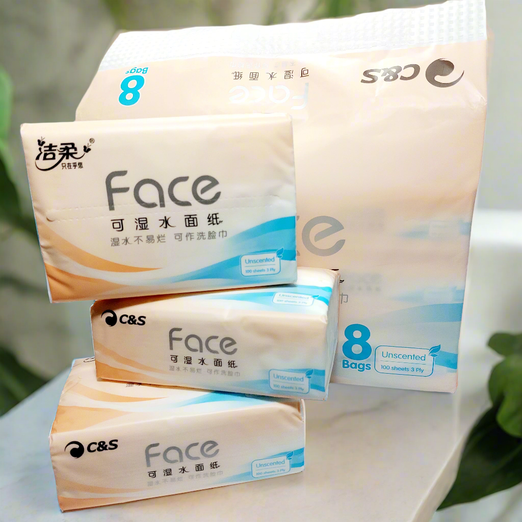 C&S Wettable Facial Tissues - 3 ply 800 sheets