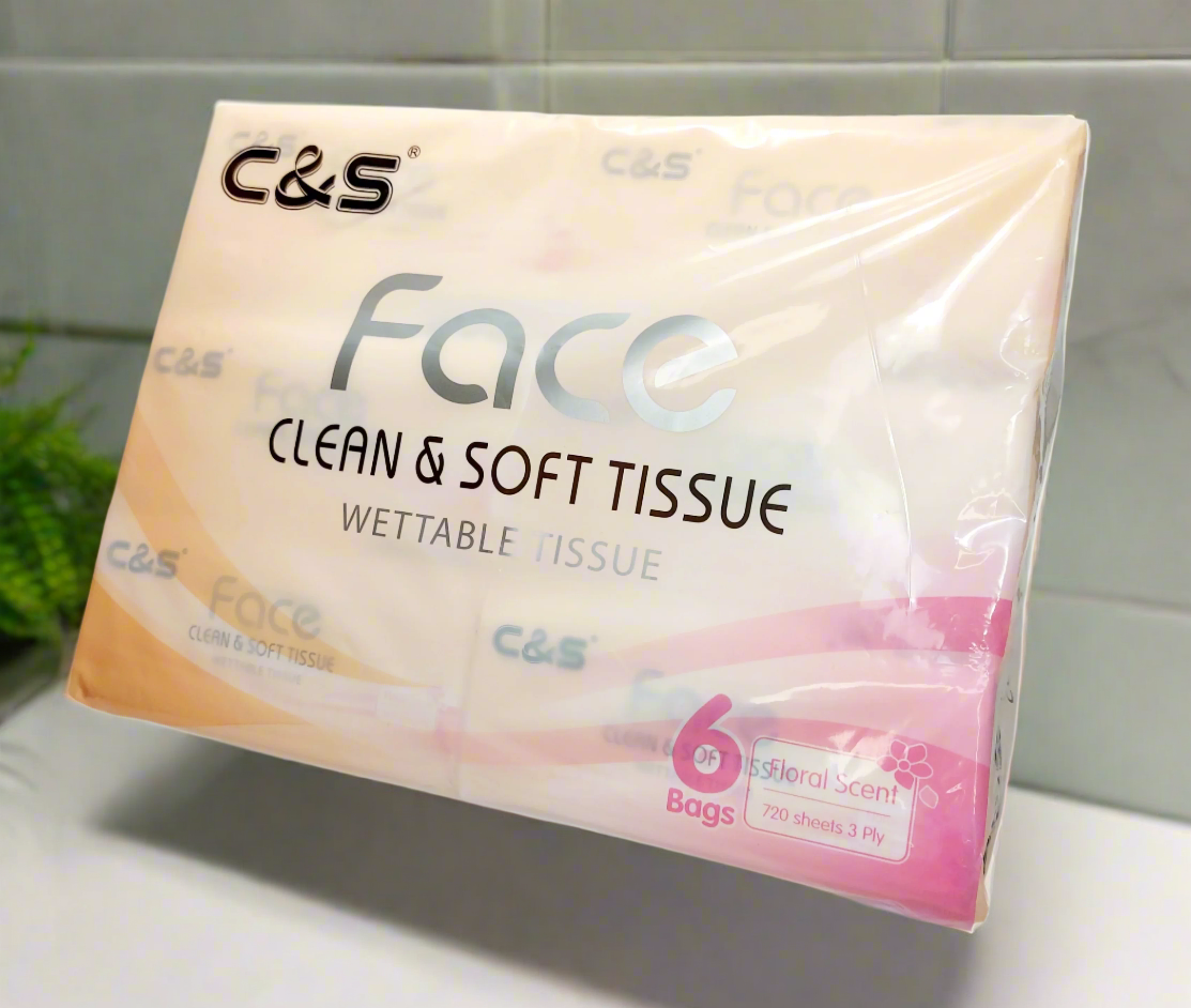 C&S Wettable Floral Scented Facial Tissues - 3 ply 720 sheets