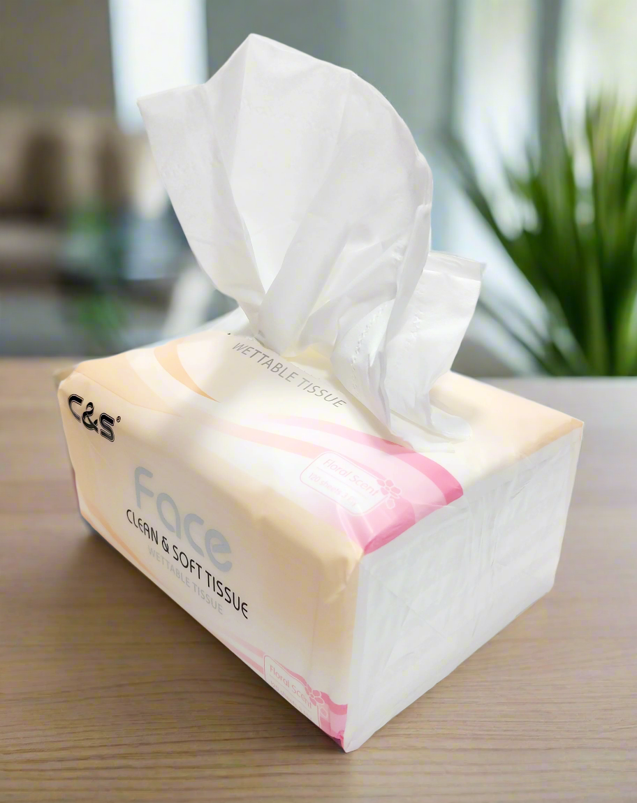 C&S Wettable Floral Scented Facial Tissues - 3 ply 720 sheets