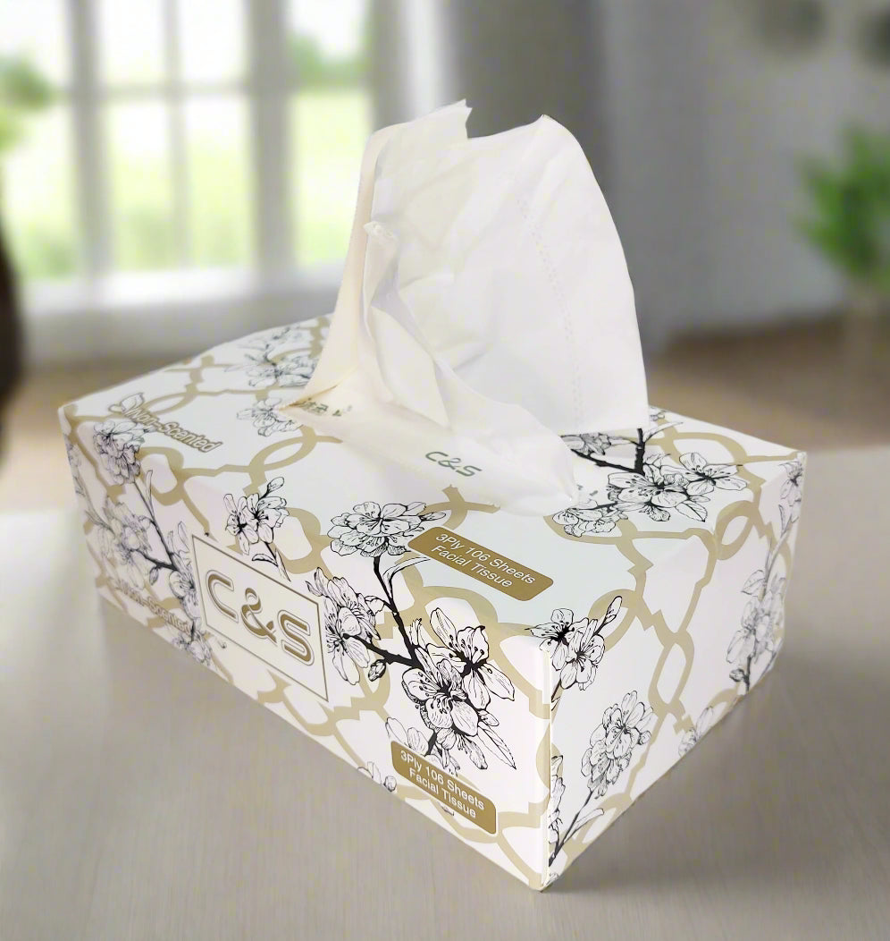 C&S Wettable Facial Tissues - 3 ply 106 sheets