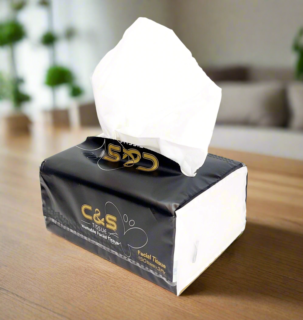 C&S Wettable Cologne Facial Tissues - 3 ply 450 sheets