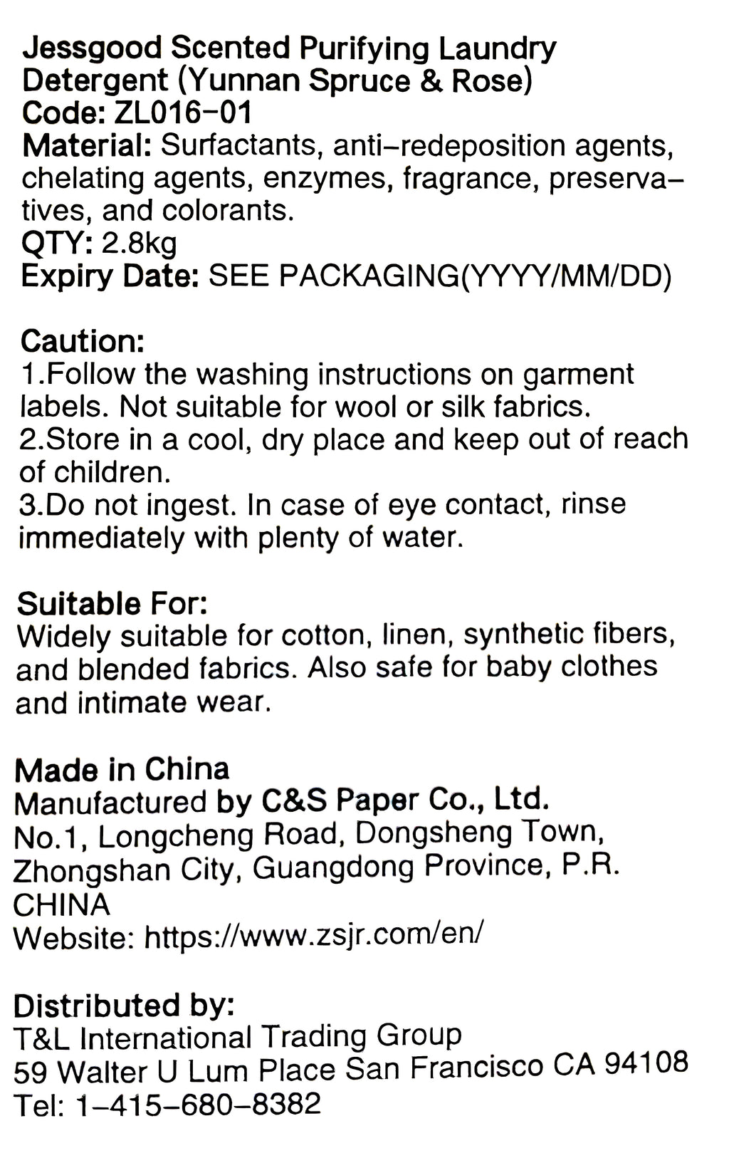 C&S Jessgood Scented Purifying Laundry Detergent - Yunnan Spruce Rose