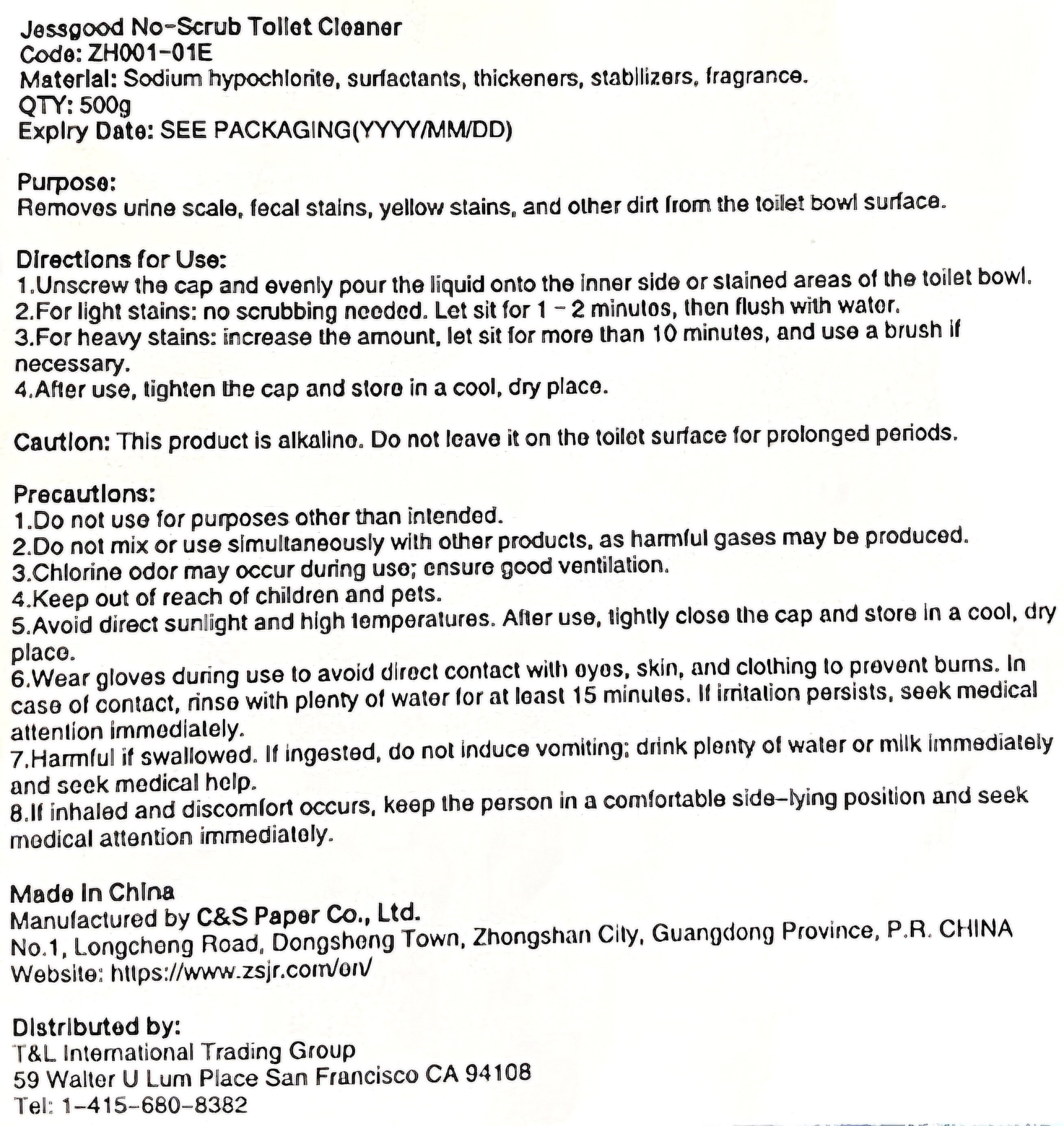 C&S Jessgood Scrub Free Toilet Cleaner