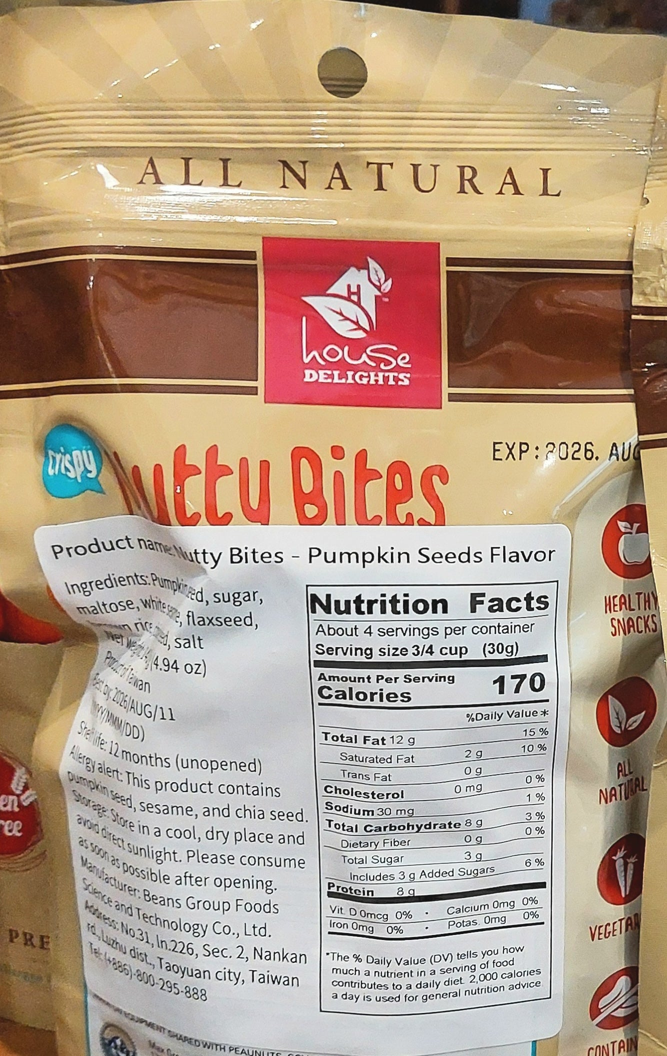 House Delights Crispy Nutty Bites - Pumpkin, Chia, Flaxseed