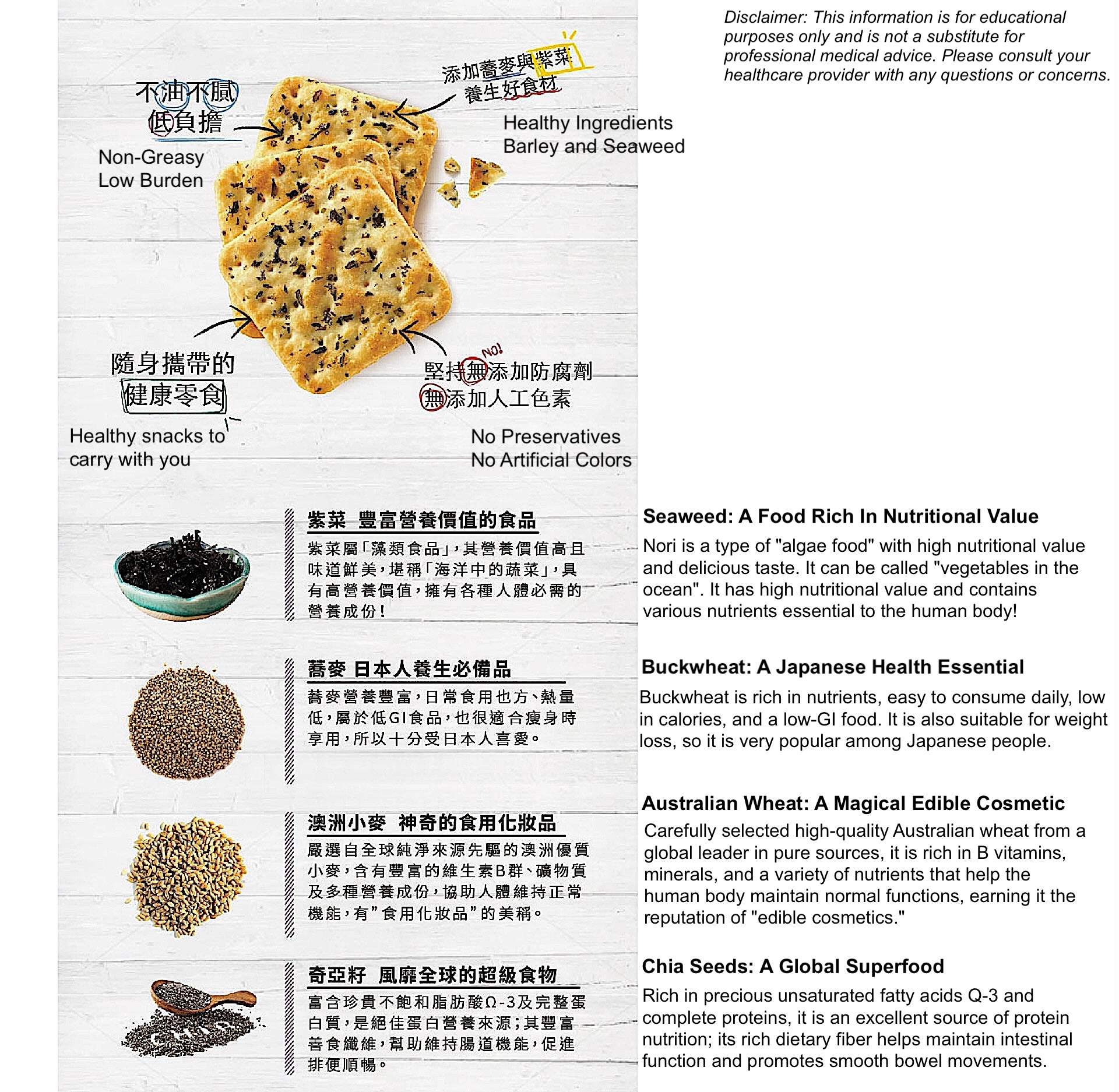 Natural's Idea Soda Cracker - Buckwheat & Seaweed & Chia Seed