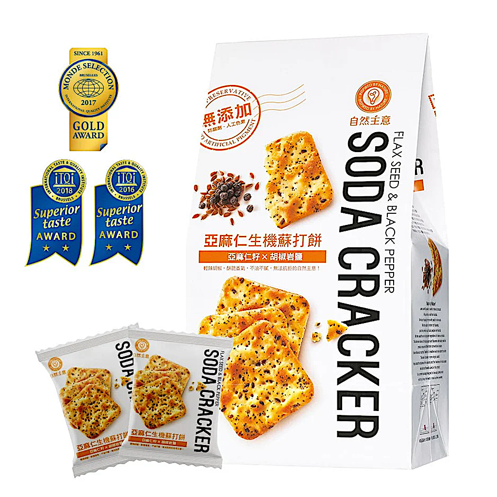 Natural's Idea Soda Cracker - Flax Seed, Black Pepper