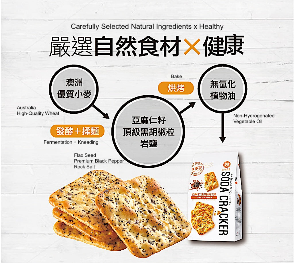 Natural's Idea Soda Cracker - Flax Seed, Black Pepper