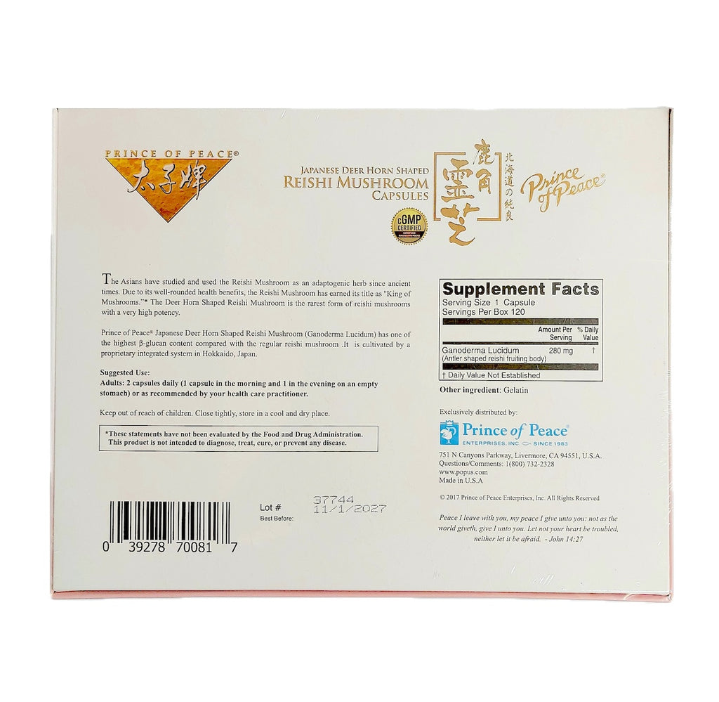 Prince of Peace - Japanese Hokkaido Deer Horn Shaped Reishi Mushroom Capsules, Twin Pack Gift Box