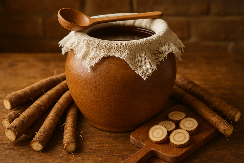 another one. show big clay pot for making vinegar.