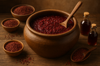 commercial photography. use red yeast rice to make vinegar in a big clay pot.