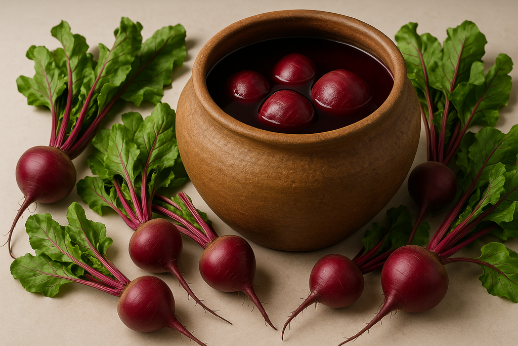 for those beetroots on the floor, show them with leaves attached.